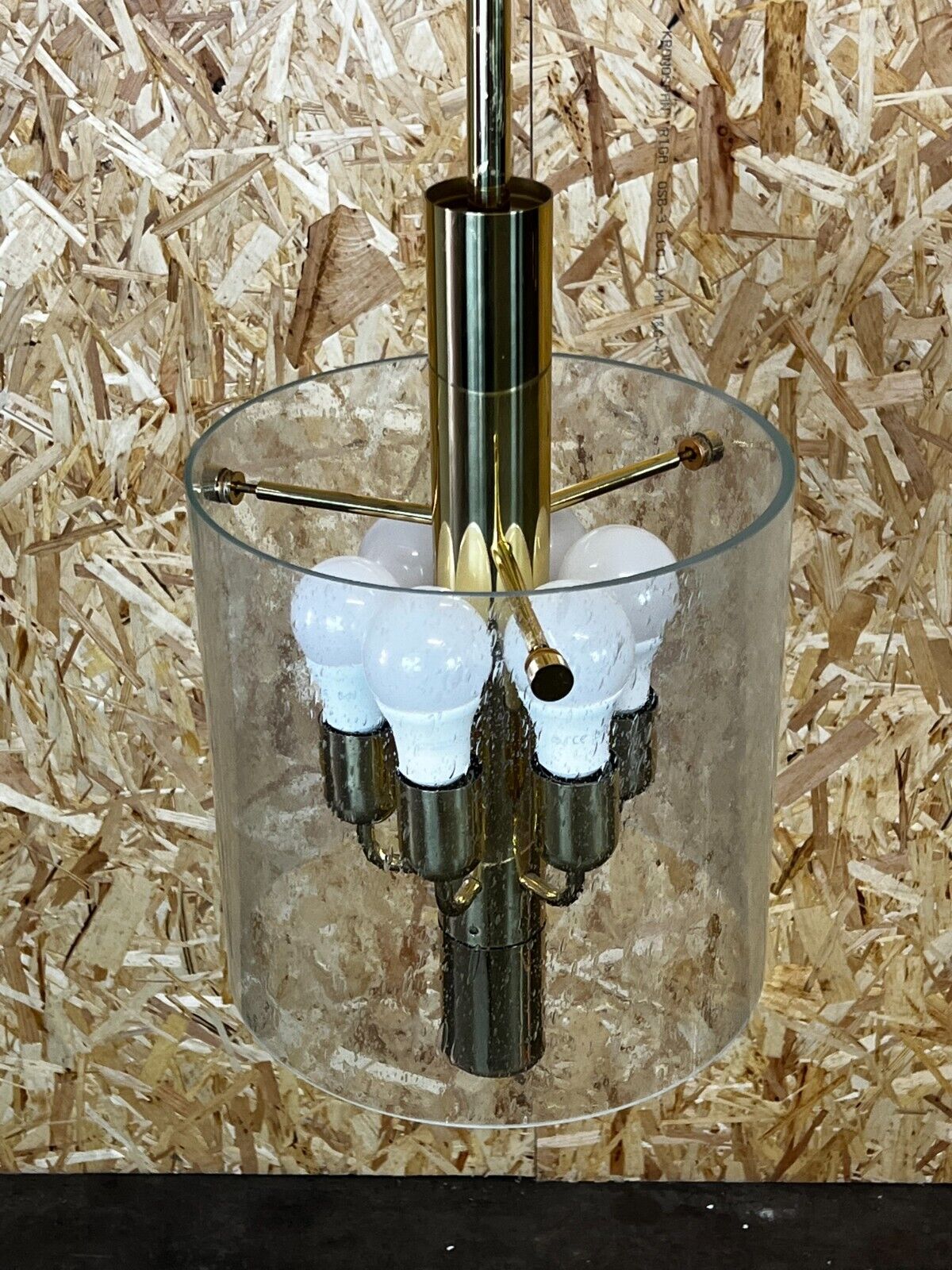 60s 70s Chandelier Huge Chandelier Pendant Lamp Limburg Glass & Chrome Design