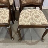 Set of 6 English walnut chairs from the 1950s