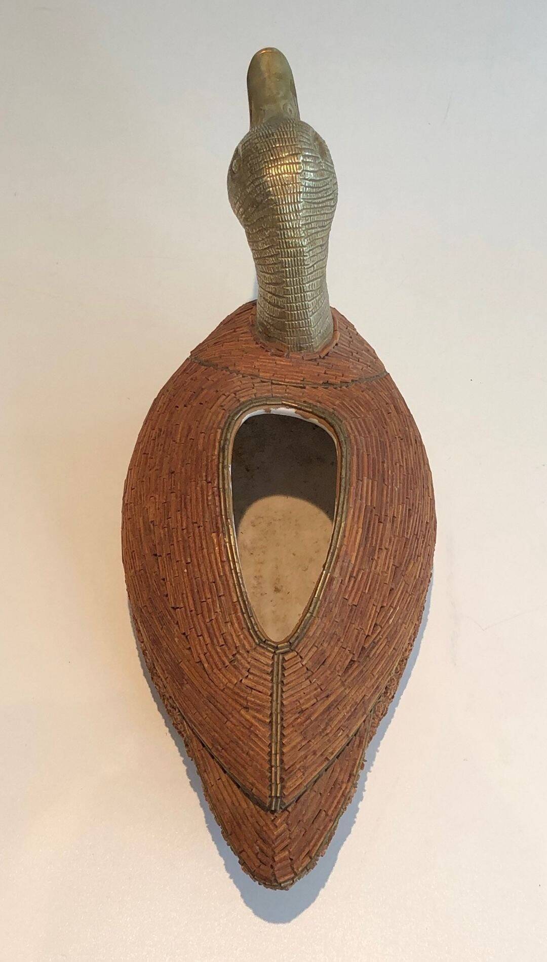 Ceramic and Brass Duck Catchall, Tarzia Firenze, Italian Work,
