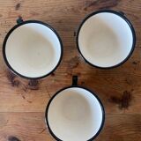 Set of 3 Breton earthenware cups & saucers