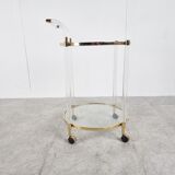 Chariot à boissons en laiton et lucite, années 1970
