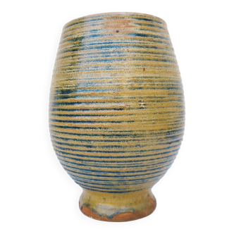 Ovoid striated sandstone vase Pierre Pigaglio