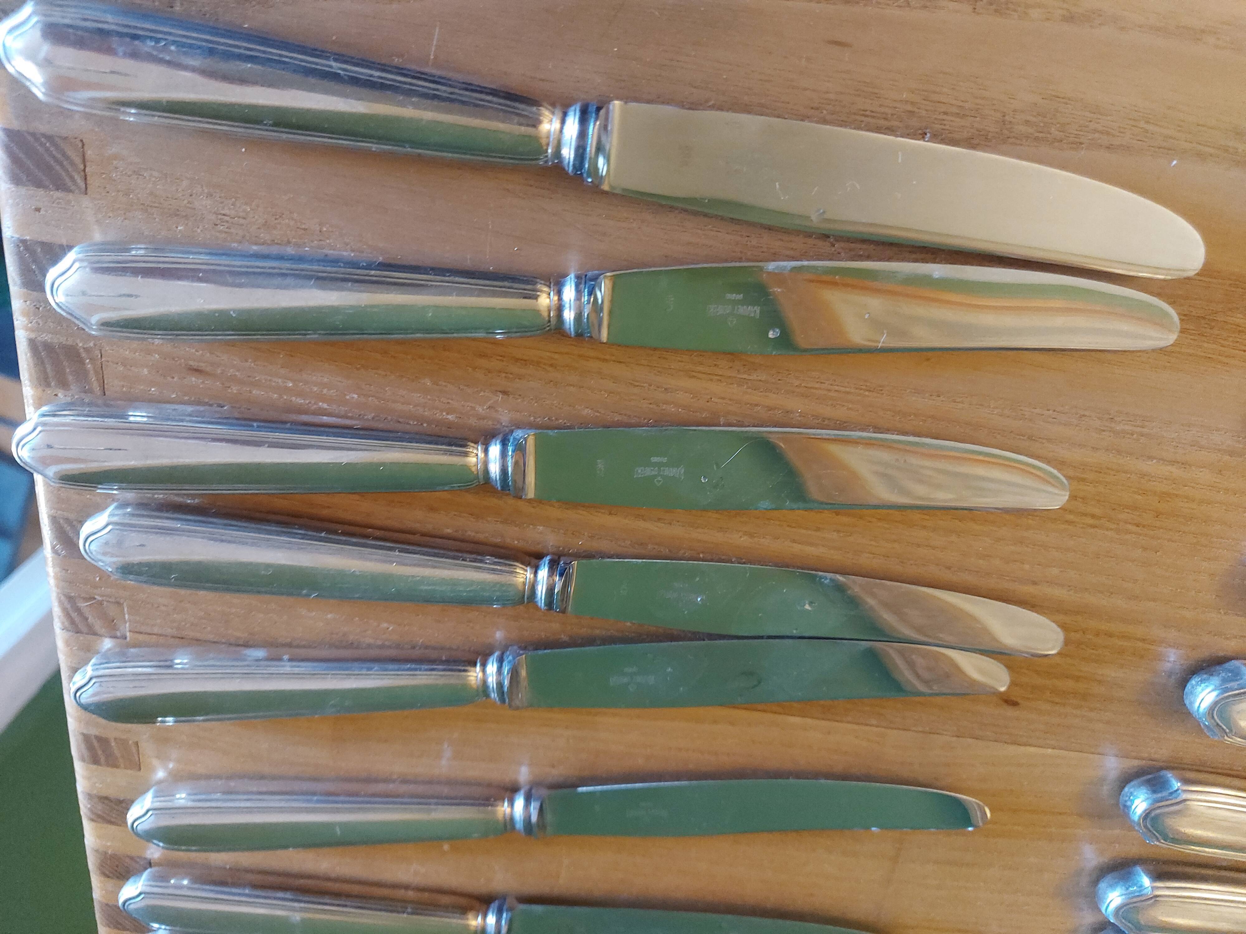 Box 24 silver metal knives, Ravinet Denfert