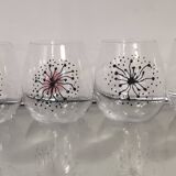Service of 6 vintage water glasses, handmade decor