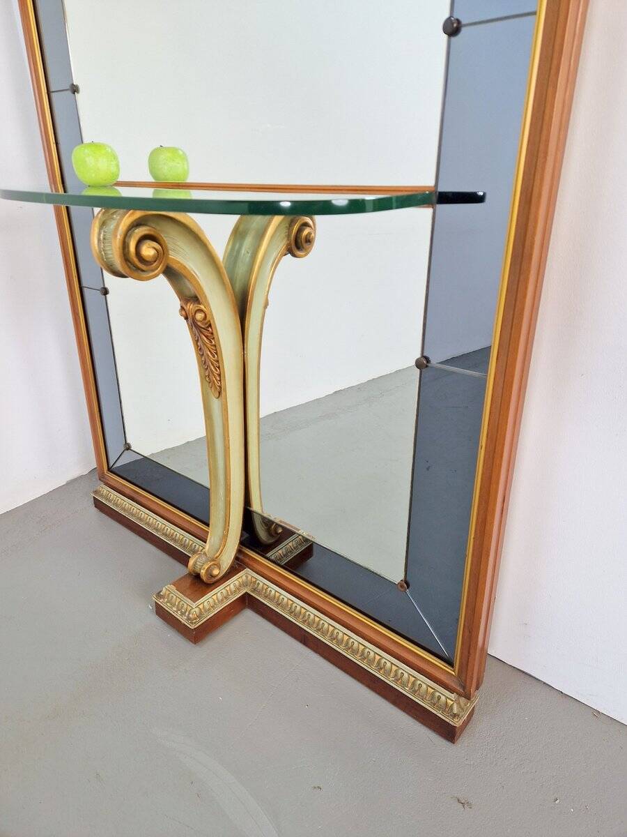 Vintage Floor Mirror with Console Table from Cristal Art, Italy, 1960s