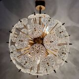 Val Saint Lambert crystal sputnik gold chandelier , 1960’s