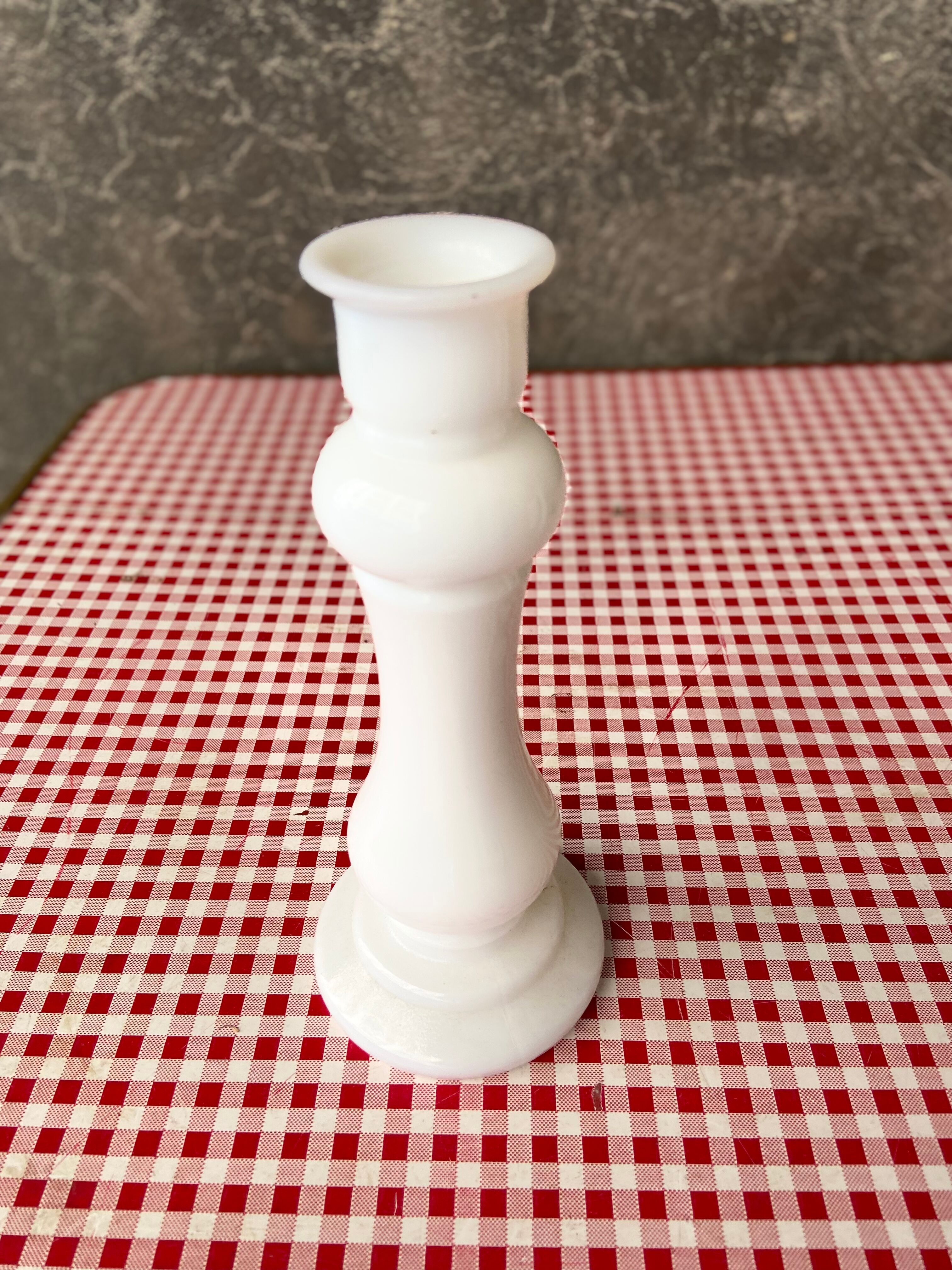 White opaline candle holder