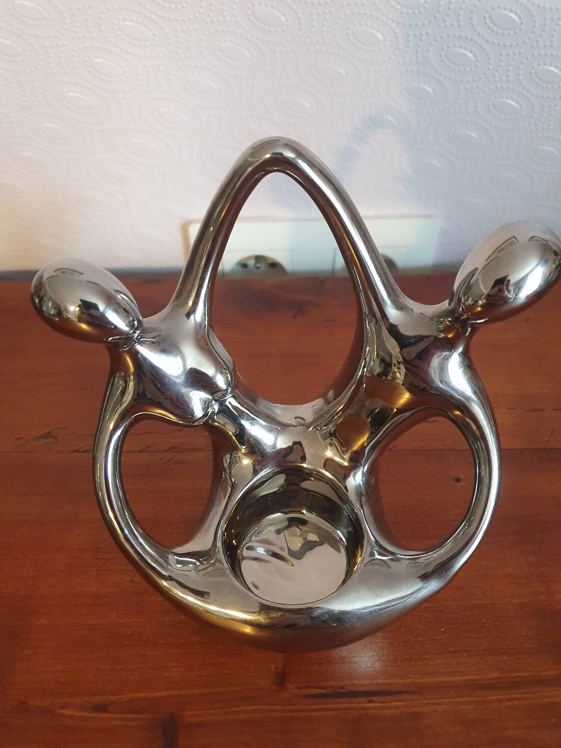 Portaombrelli Moderno In Ceramica Argentata - 45 Cm Di Altezza, Sottile E Salvaspazio Per L'ingresso