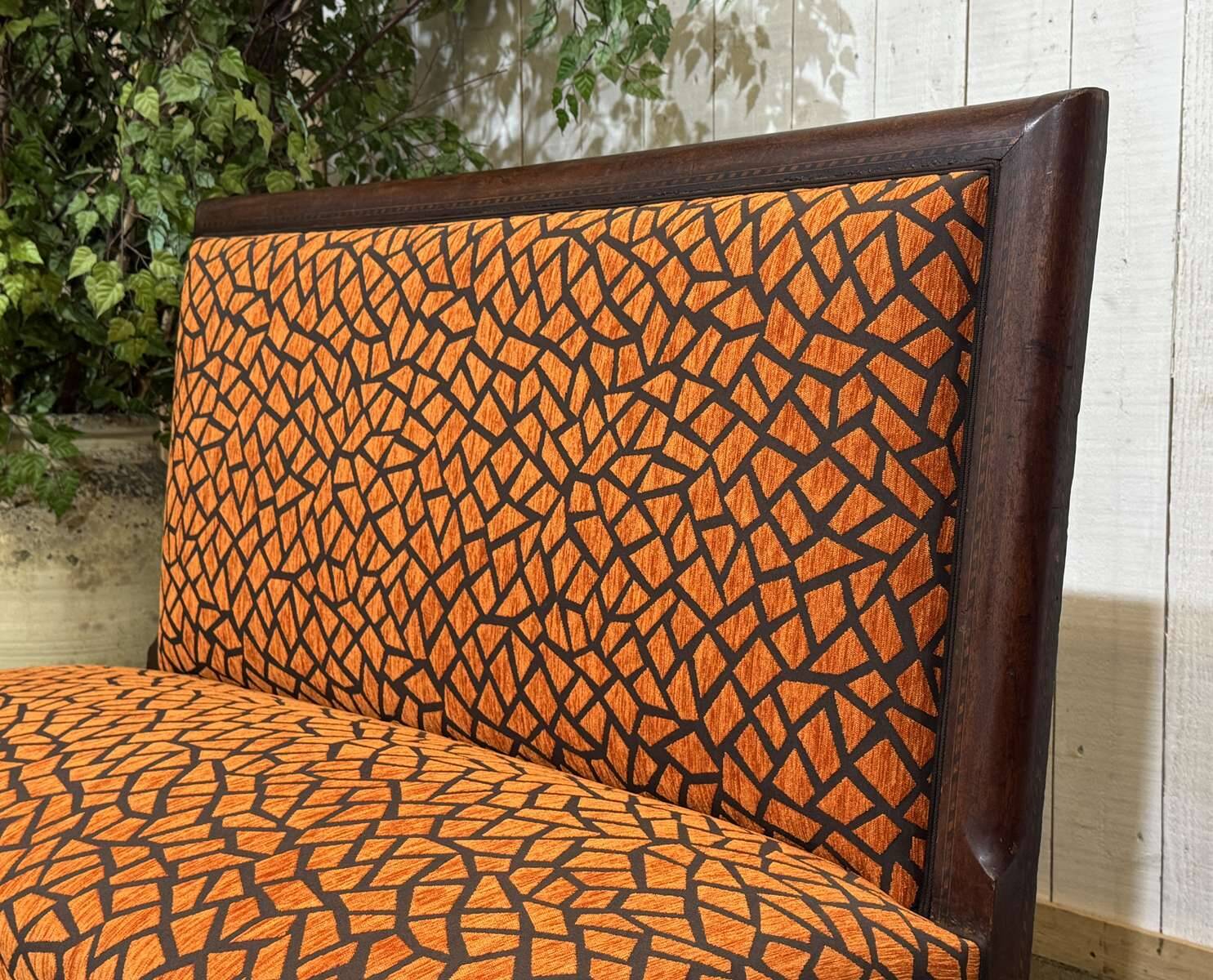 1930s bistro bench, upholstery and fabric completely redone.