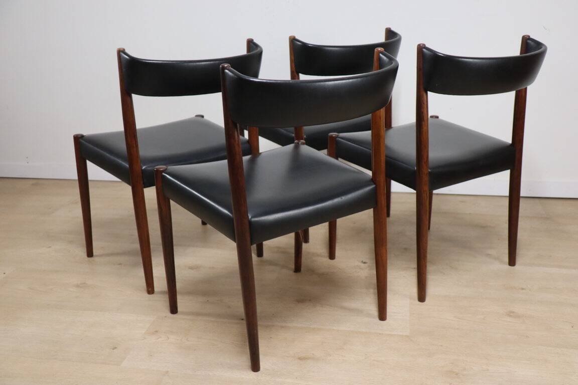 Set of 4 Scandinavian chairs in rosewood – Denmark – 1960s