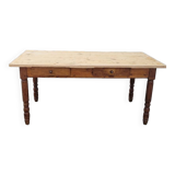 Old rustic farm table 2 drawers 1900s - 1m62