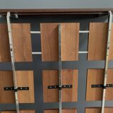 Coat rack wall unit in palisander wood veneer and chrome 1960s