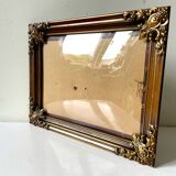 Vintage cooper & gold colored metal frame 27.5 cm  x  21.5 cm convex glass