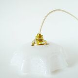 Clichy glass scalloped pendant, White, 1930