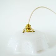 Clichy glass scalloped pendant, White, 1930