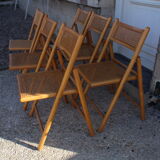 Series of 6 folding chairs canned