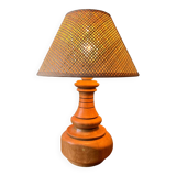 Table lamp with solid wood base, manual work