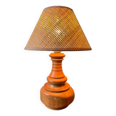 Lampe à poser pied bois massif travail manuel