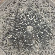 Circular Art Deco glass dish signed Lorrain, solid silver neck brace