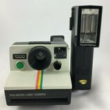 Polaroid 1000 land camera et flash polatronic polaroid avec adaptateur