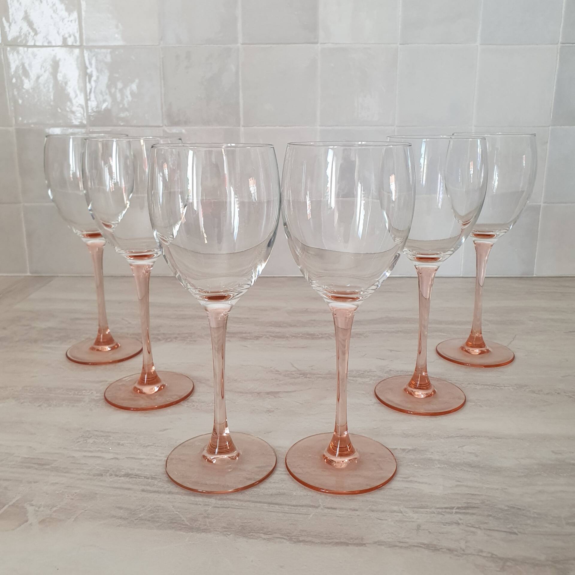 6 Verres à vin / verre à pied Rose