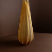 Large vintage Murano glass vase, yellow-orange gradient, Italian 1960s, sculptural teardrop form