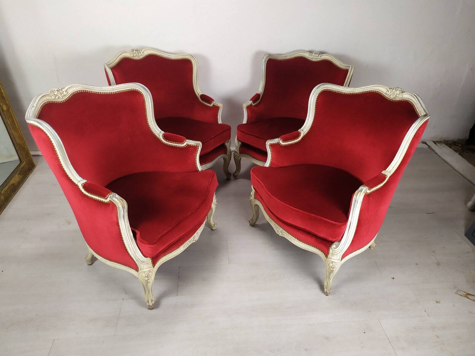 4 Louis XV Bergère armchairs