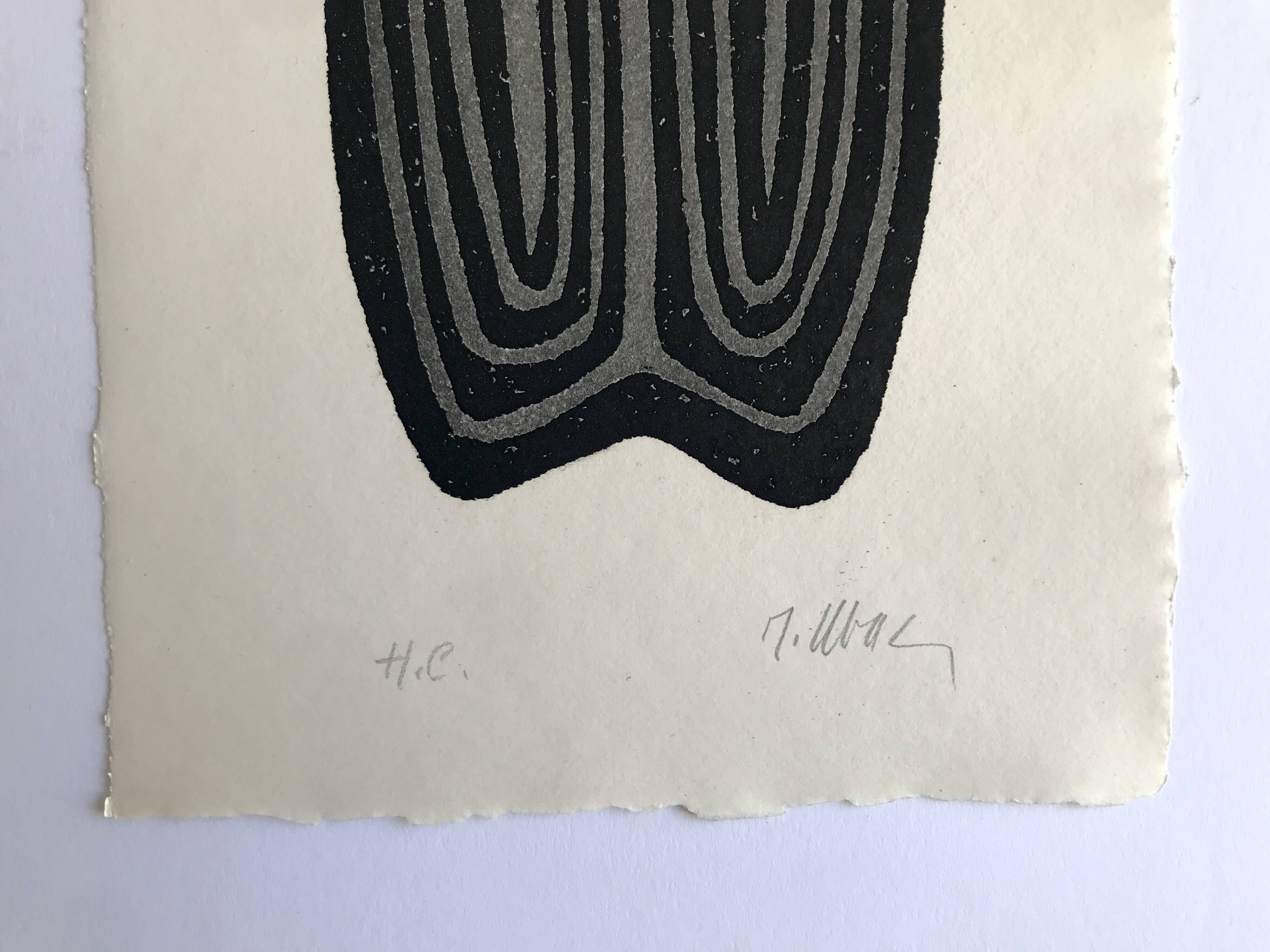 Raoul ubac, the uprooted grass 3, 1975. original etching signed in pencil.