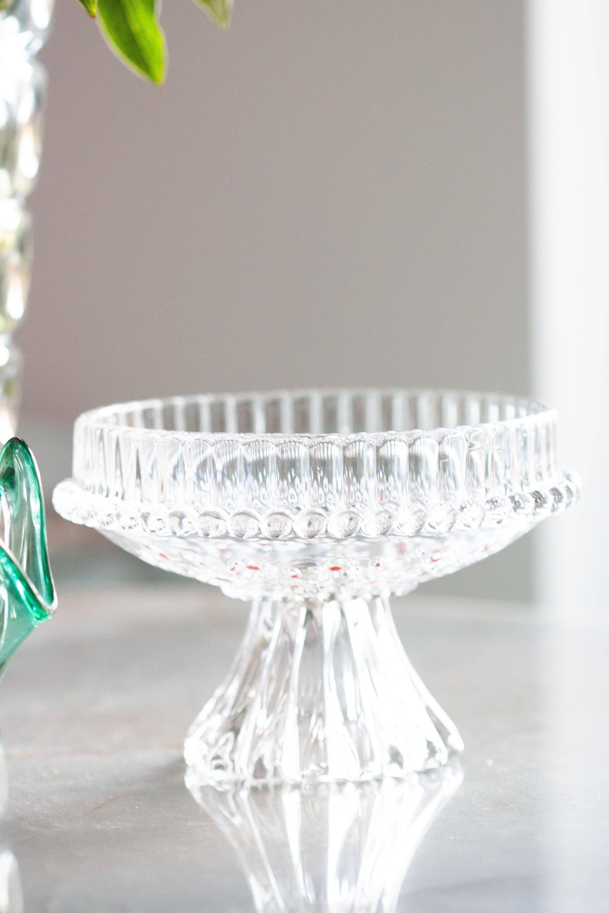 Vintage transparent crystal glass decorative plate, Italy, 1960s.