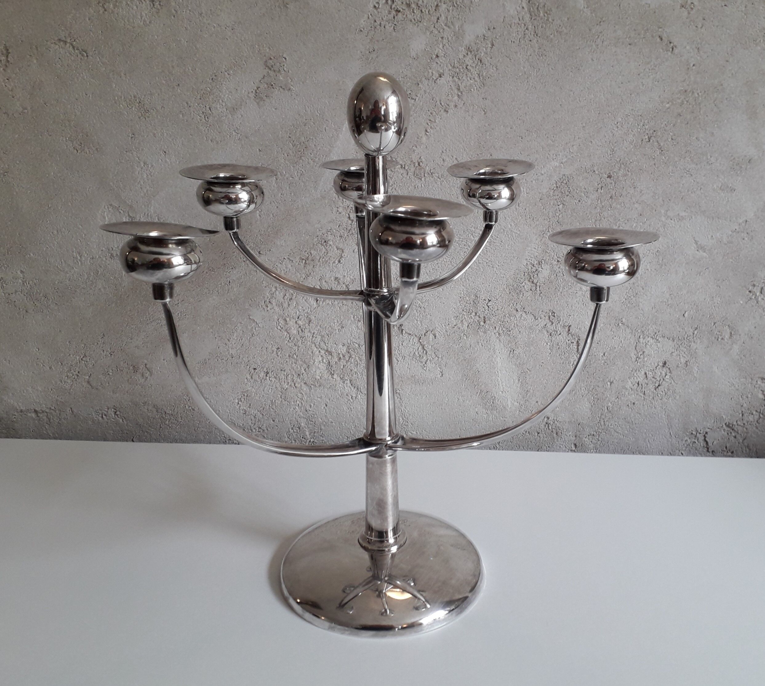 Silver metal chandelier by Gustav Beran for Keltum