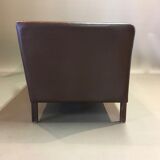 3-seater brown leather sofa Scandinavian design 1960.