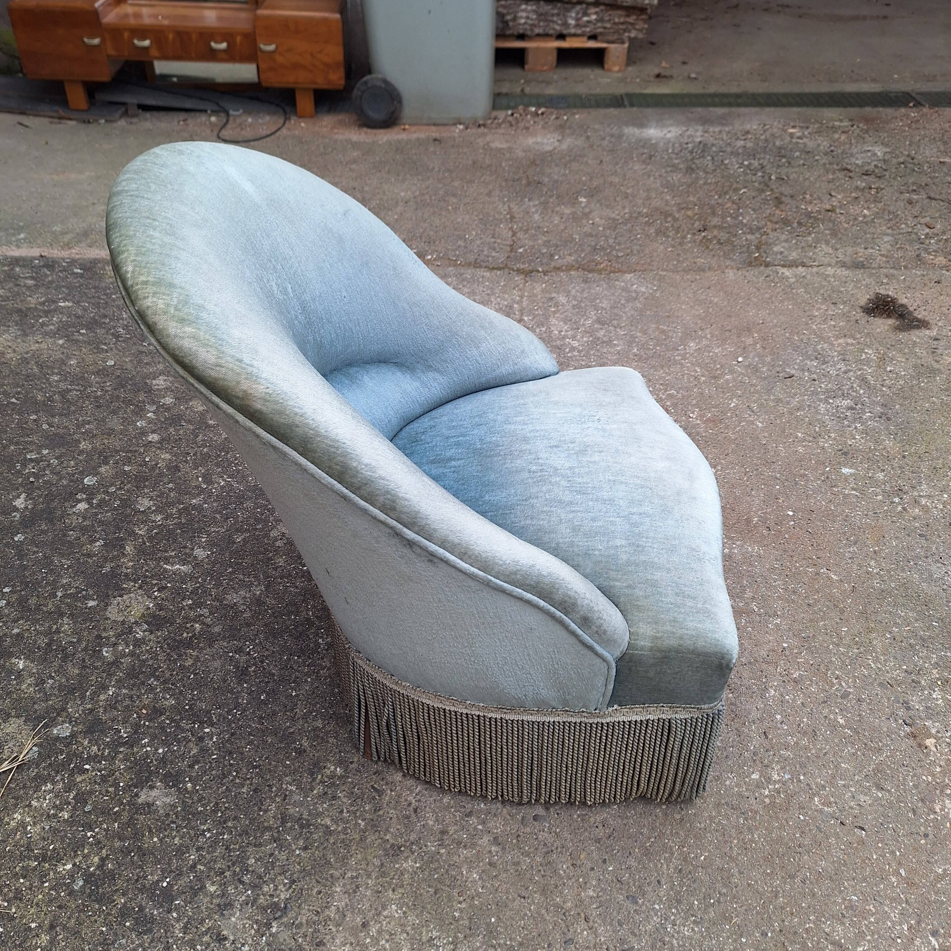 Blue velvet toad armchair