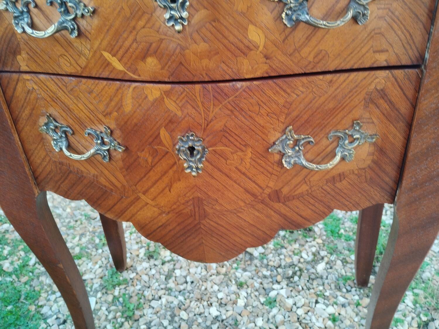Antique Louis XV style chest of drawers with marble top