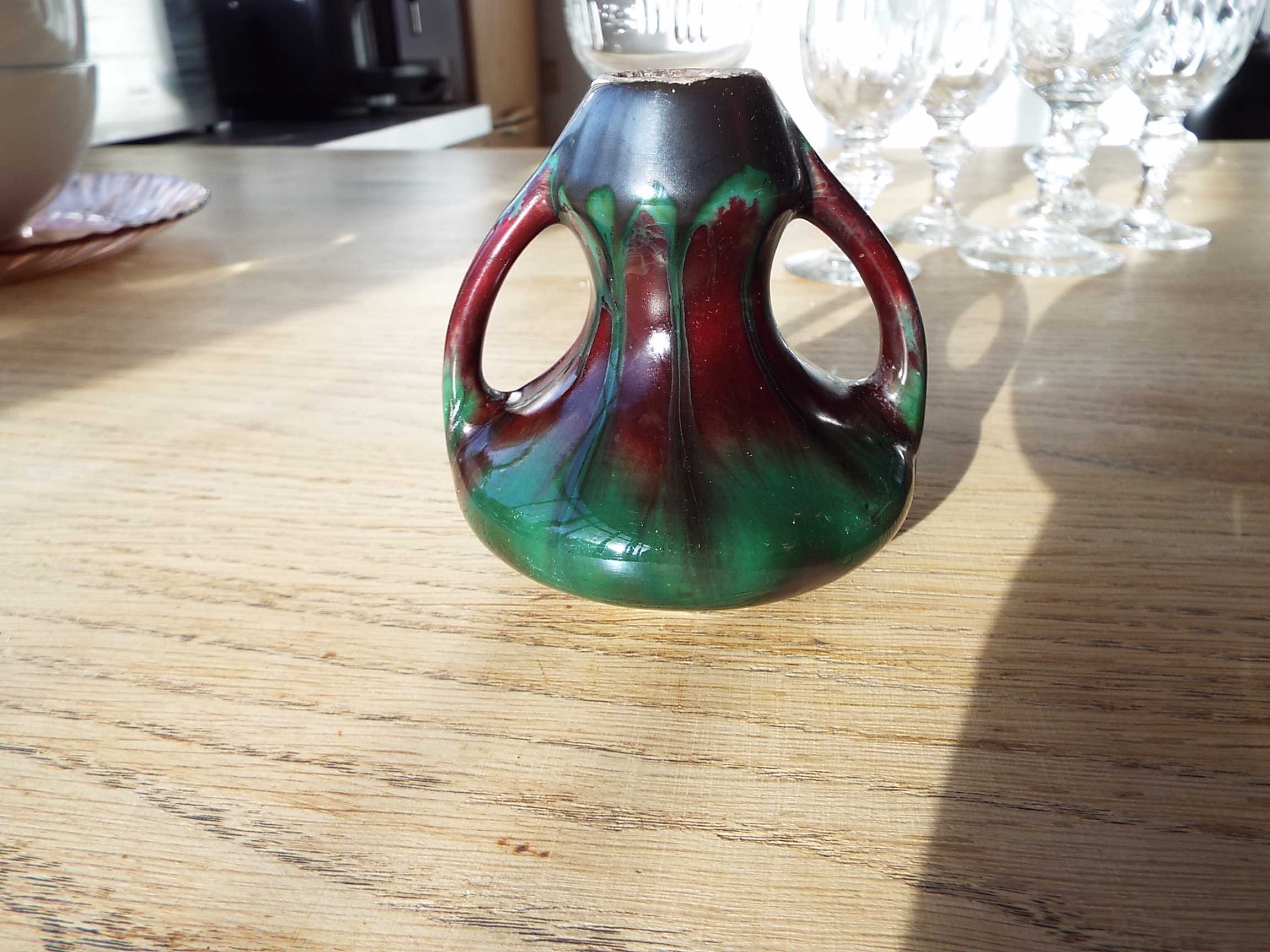 Flamed stoneware vase candle holder