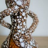 Vase Vallauris vintage brown-white