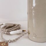 Lampe grès et jute écrue