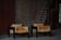 Pair of Easy chairs by Rud Thygesen & Johnny Sørensen in wood and leather, 1970s.