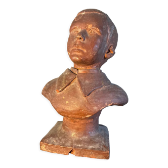 Buste de garçon en terre cuite 19eme