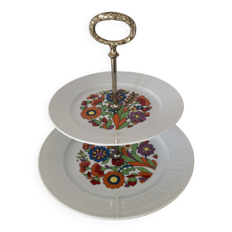 Serviteur présentoir à gâteaux fleuri en porcelaine seltmann weiden bavaria vintage