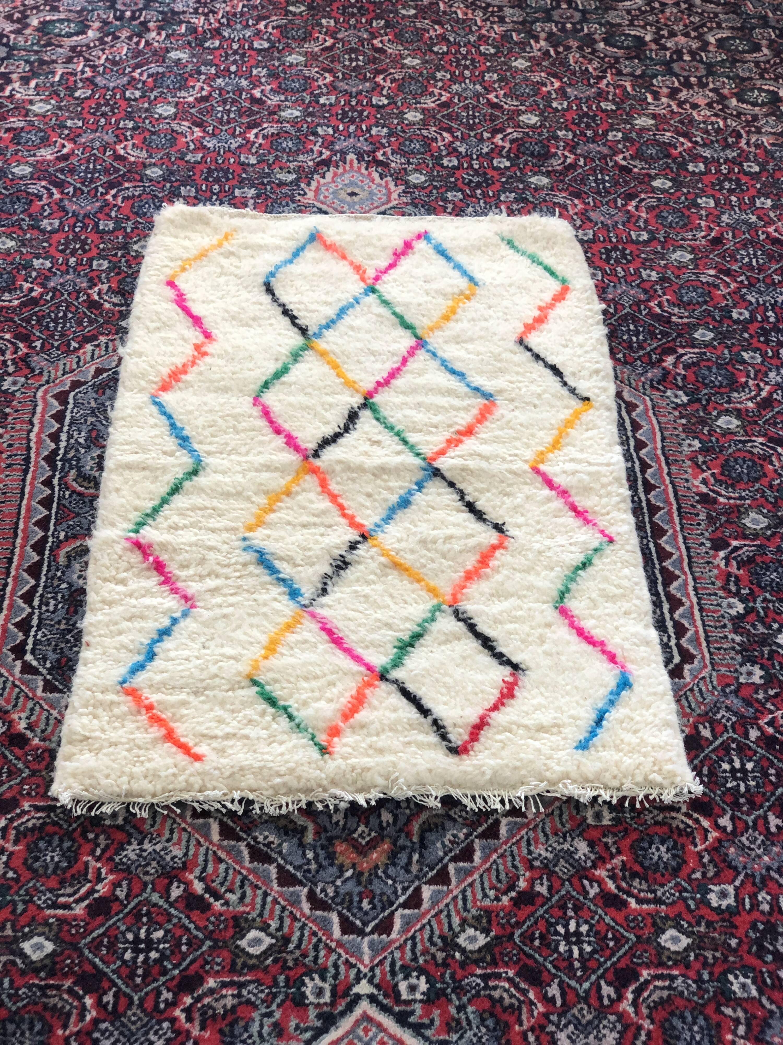 Colorful azilal carpet children's room 61x101cm