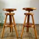 pair of adjustable architect stools pine style 60s
