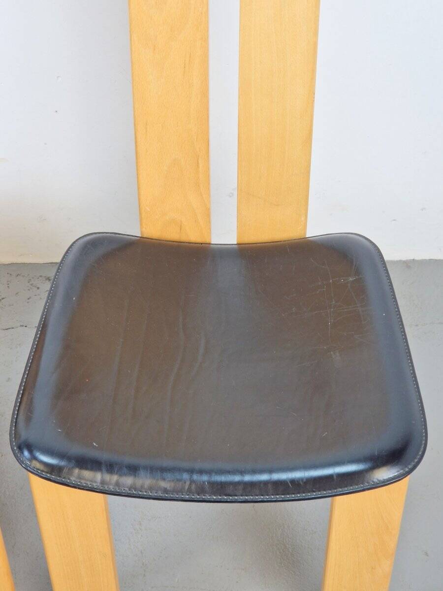Vintage Beech and Leather Dining Chairs by Pietro Costantini for Ello, 1970s, Set of 4