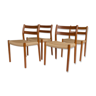 4 Niels Møller chairs #84 Teak Danish 1970