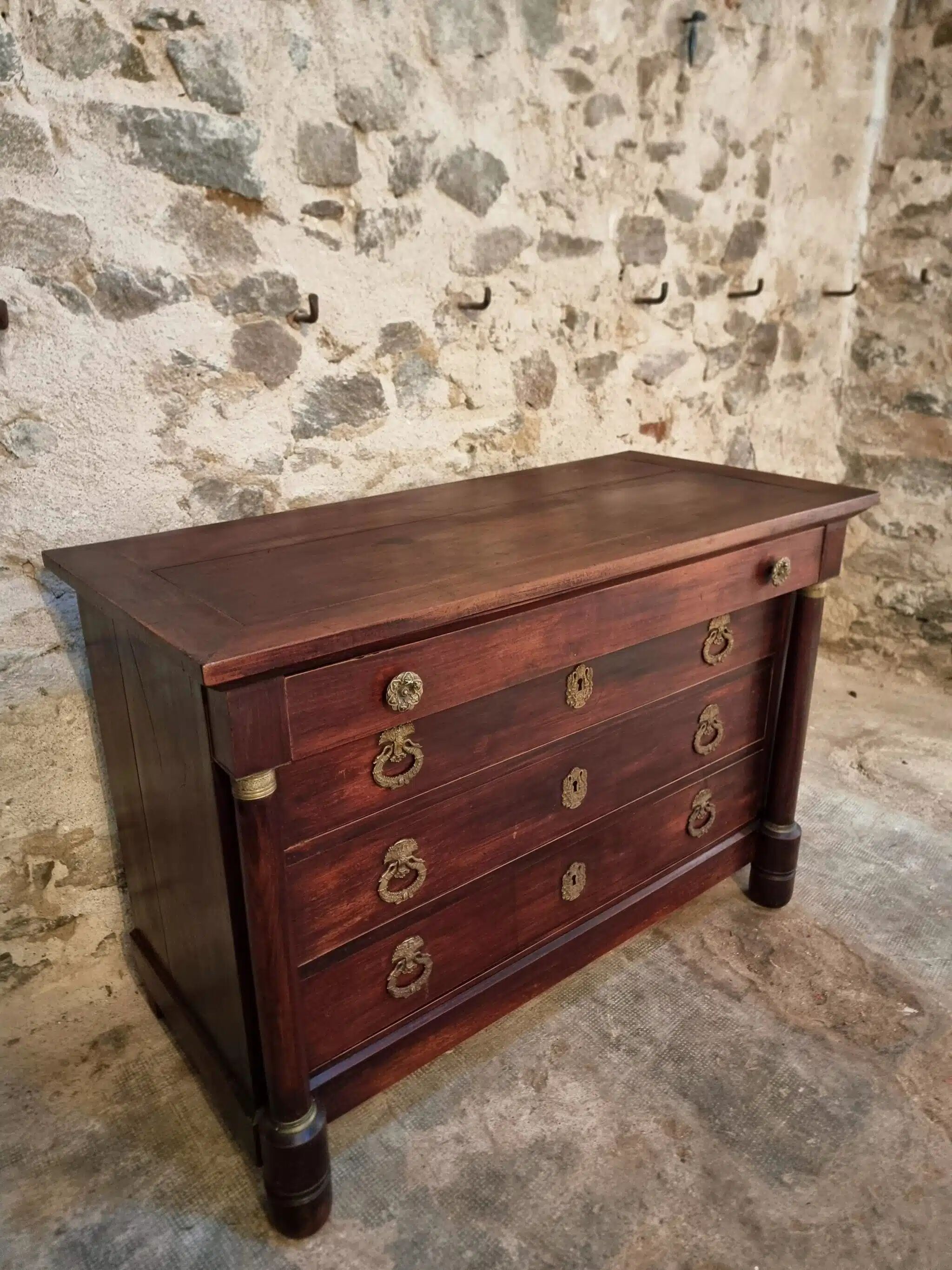 Commode Empire française ancienne en acajou