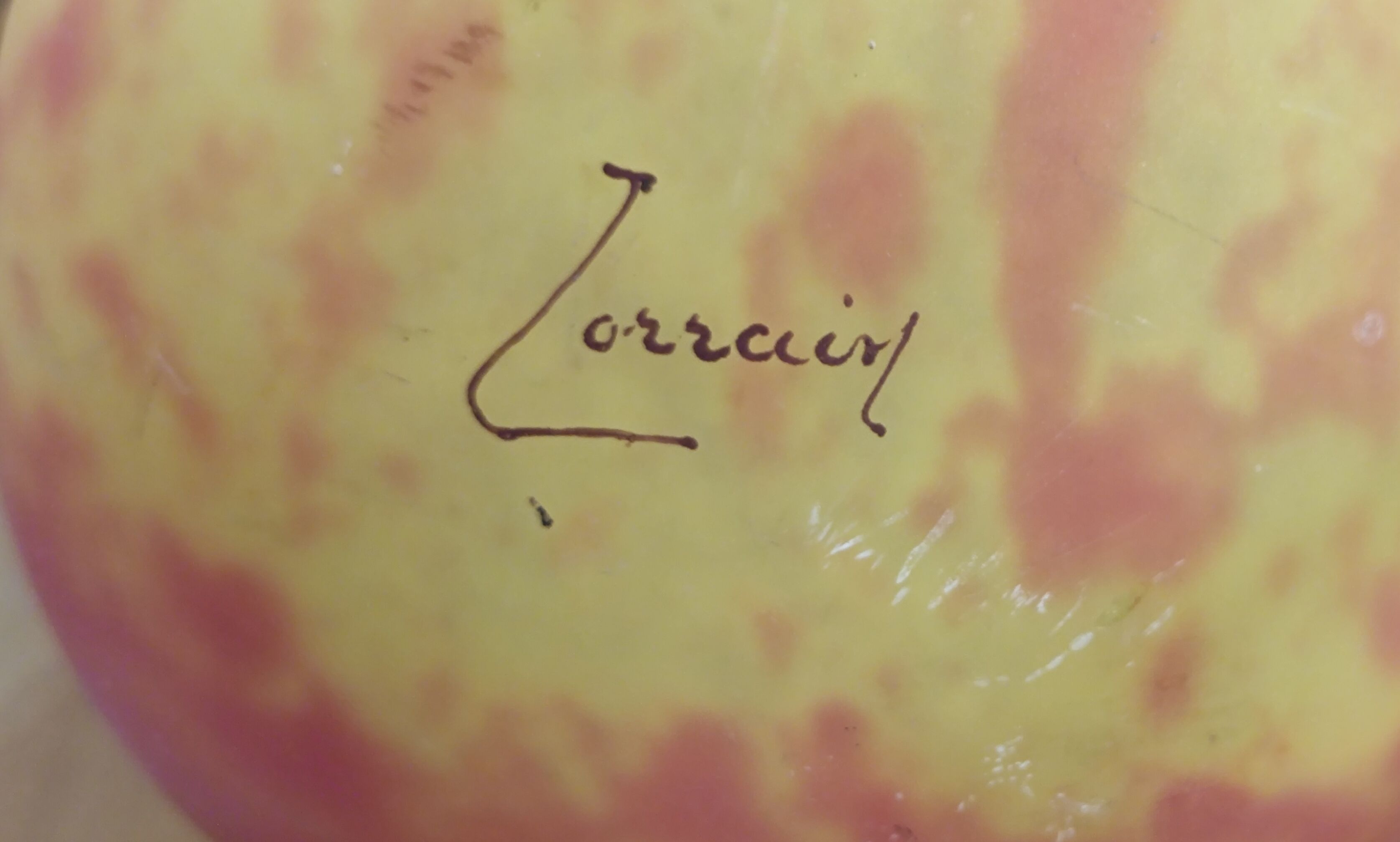 Glass paste soliflore vase signed Lorrain