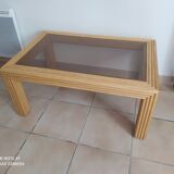Vintage bamboo rattan glazed coffee table