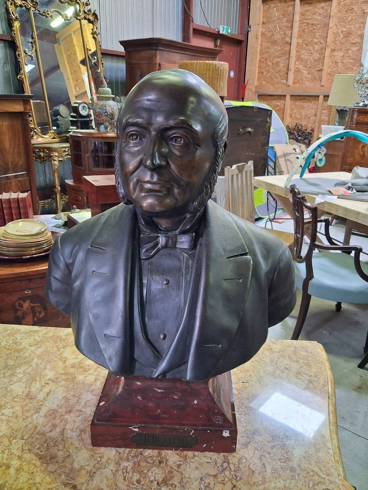 Bust of Jean-Baptiste Dujardin in bronze – Signed Parmer Fecit – 1889