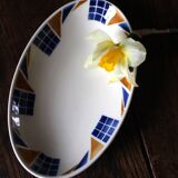 Badonviller Congo orange blue earthenware dish