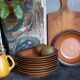 Nine hollow earthenware plates of saint-amand décor main service "meylan"vintages