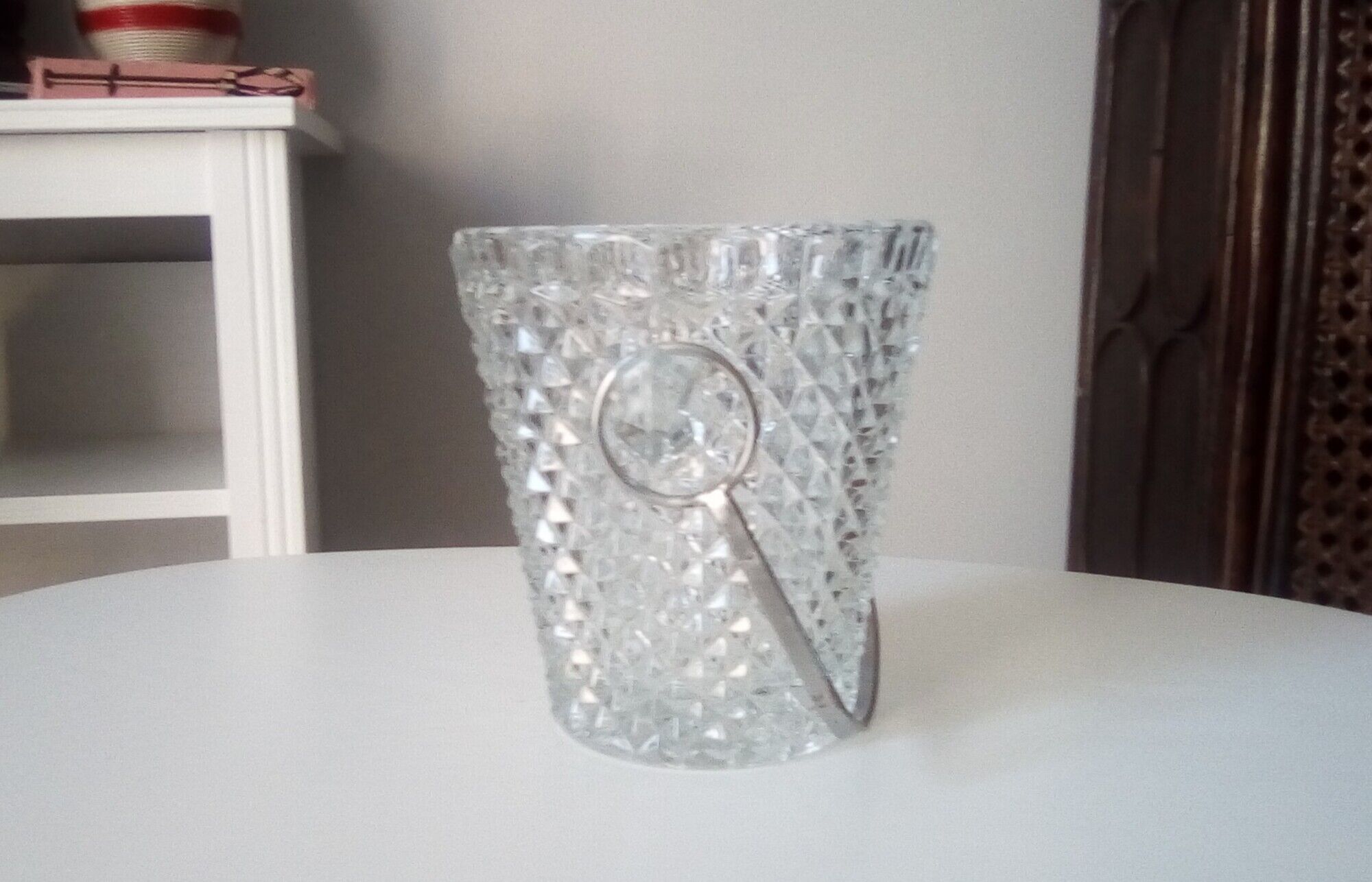 Cast glass ice bucket and 1950s Gallic claw